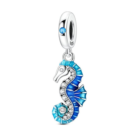 Charm Pendant Hippocampe Bleu
