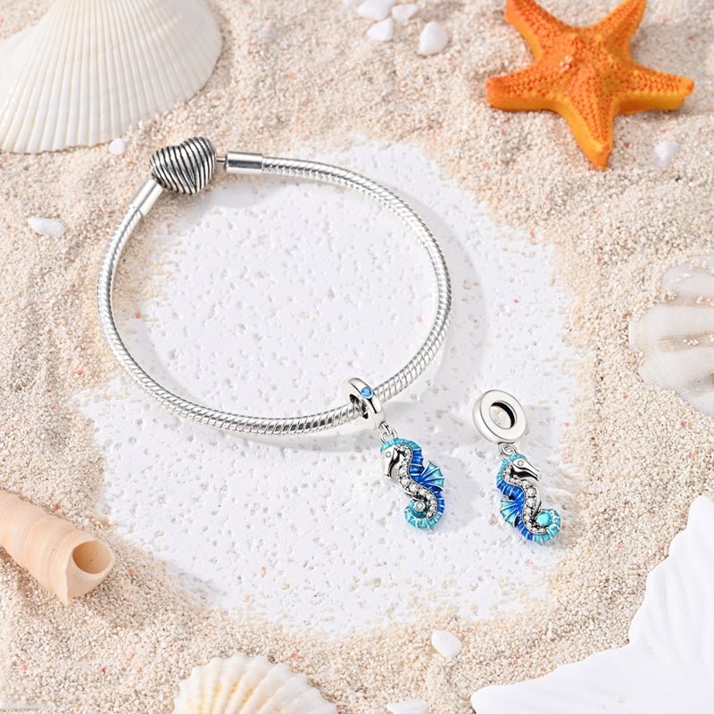 Charm Pendant Hippocampe Bleu