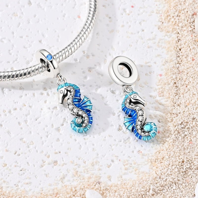 Charm Pendant Hippocampe Bleu