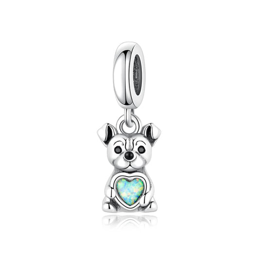 Charm Pendant Bouledogue avec Pierre en Forme de Cœur