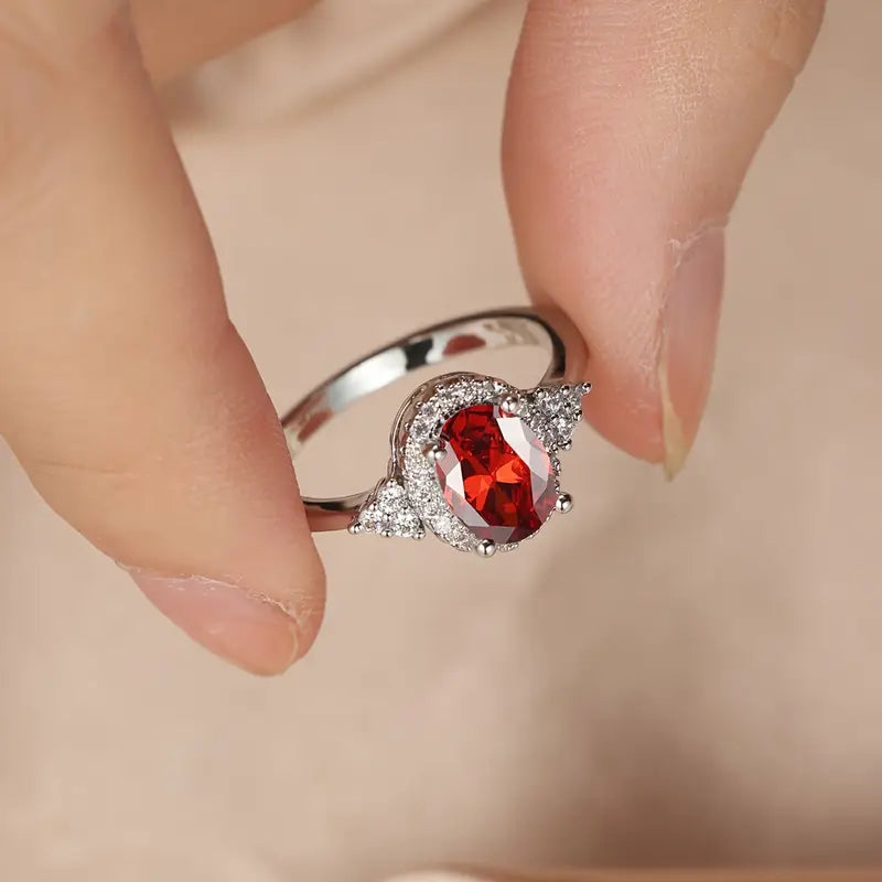 Bague Halo Rubis en argent