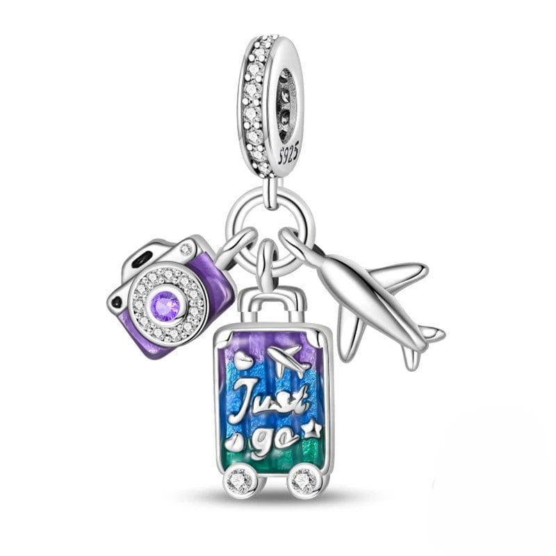 Charm Triple Pendant Appareil Photo, Avion et Valise