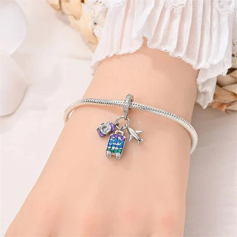 Charm Triple Pendant Appareil Photo, Avion et Valise