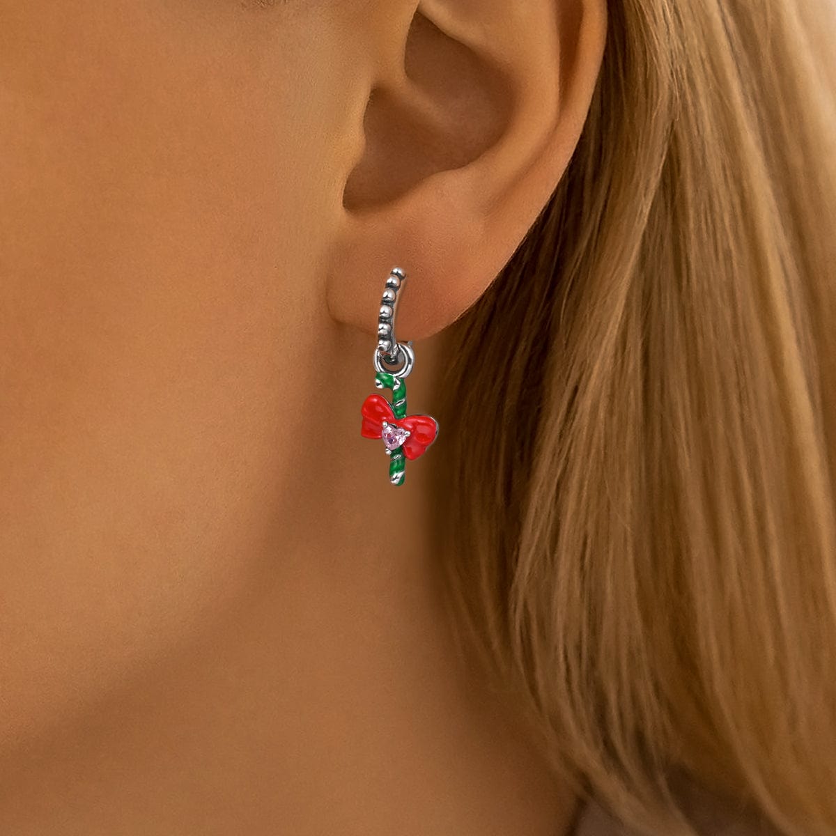 Boucles d'Oreilles de Fêtes Sucre d'Orge et Nœud