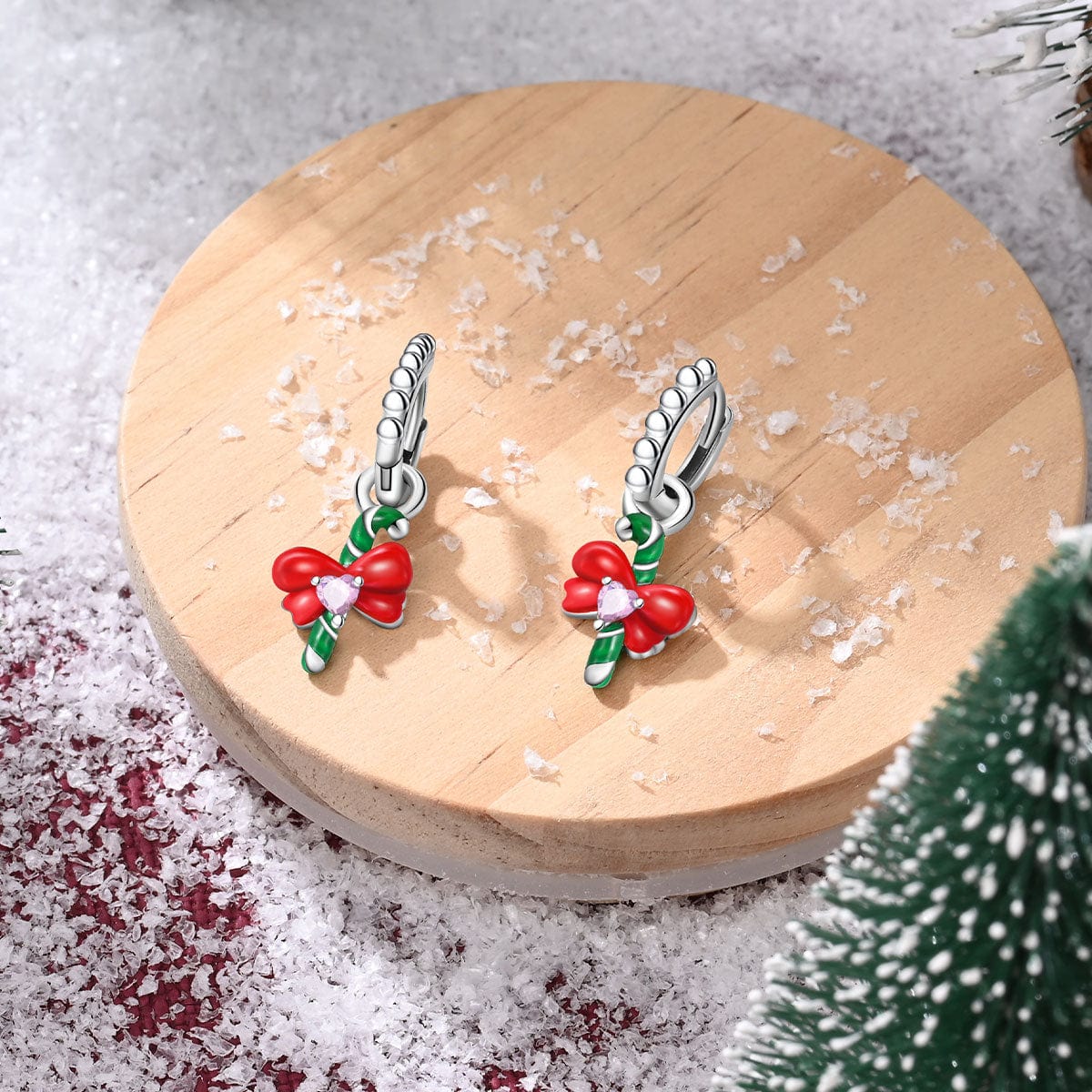 Boucles d'Oreilles de Fêtes Sucre d'Orge et Nœud