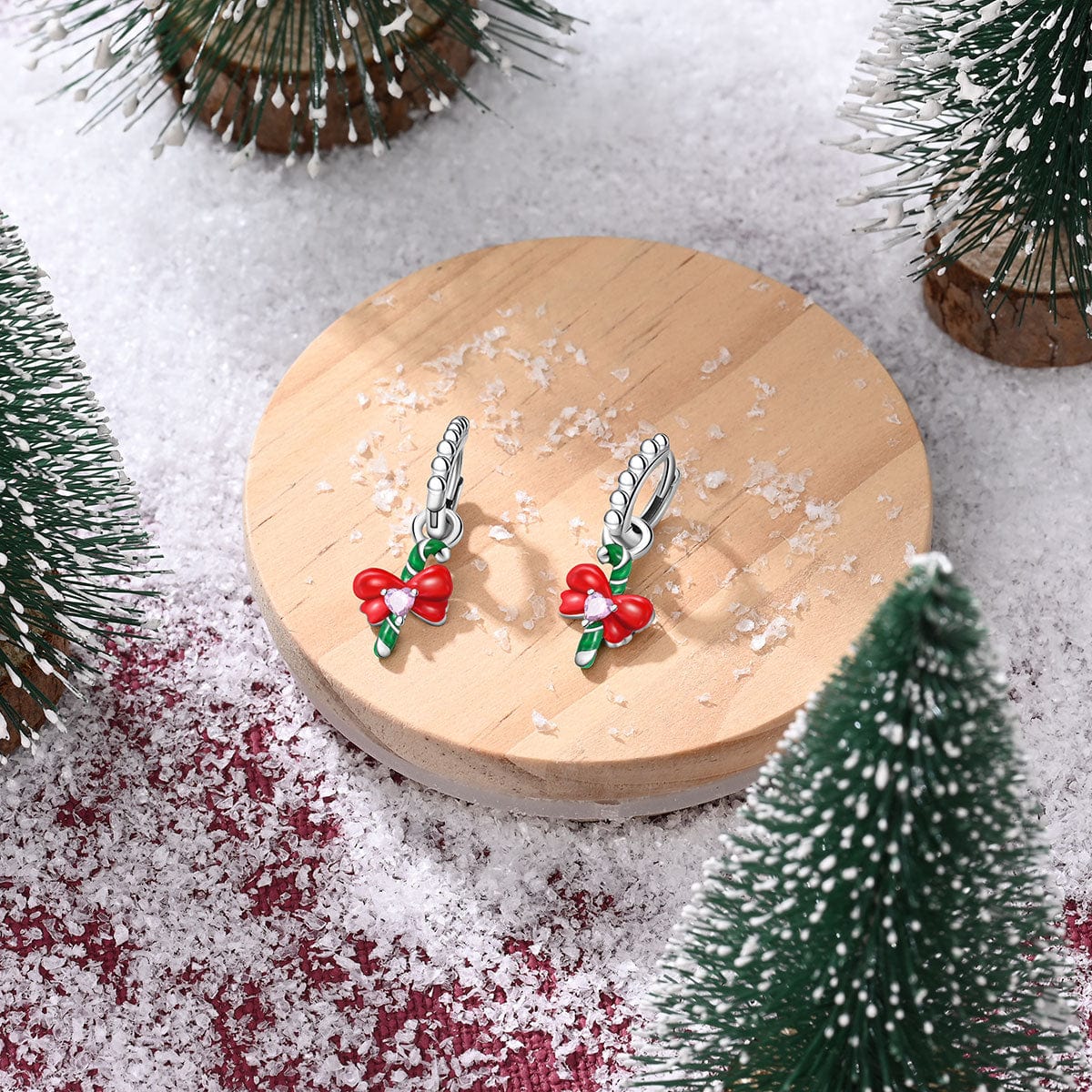 Boucles d'Oreilles de Fêtes Sucre d'Orge et Nœud