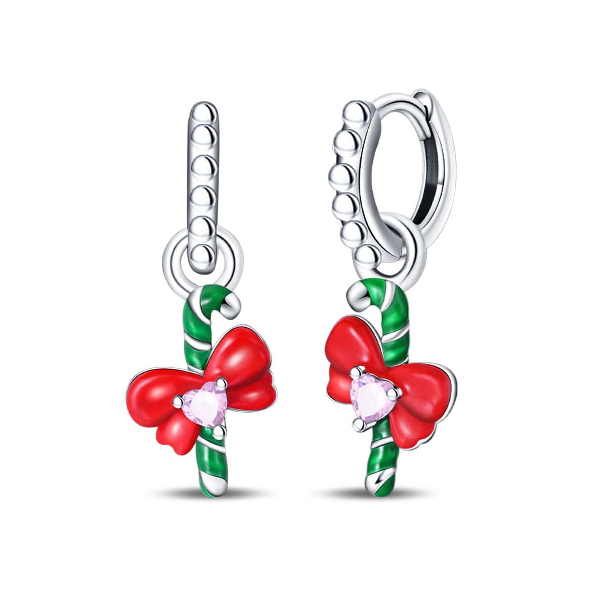 Boucles d'Oreilles de Fêtes Sucre d'Orge et Nœud