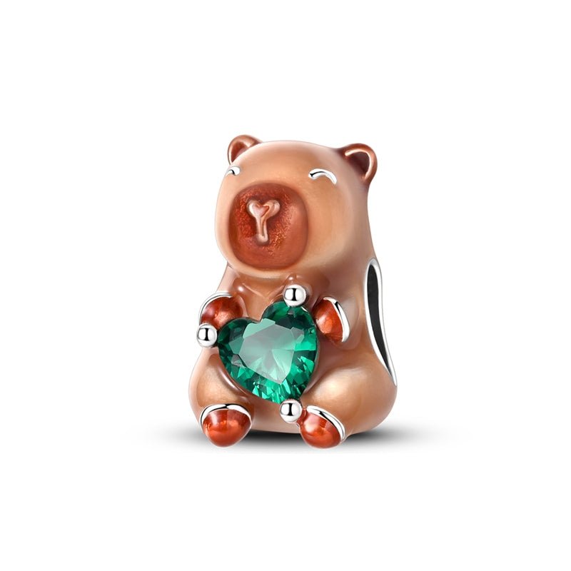 Charm Capybara avec Cœur Vert