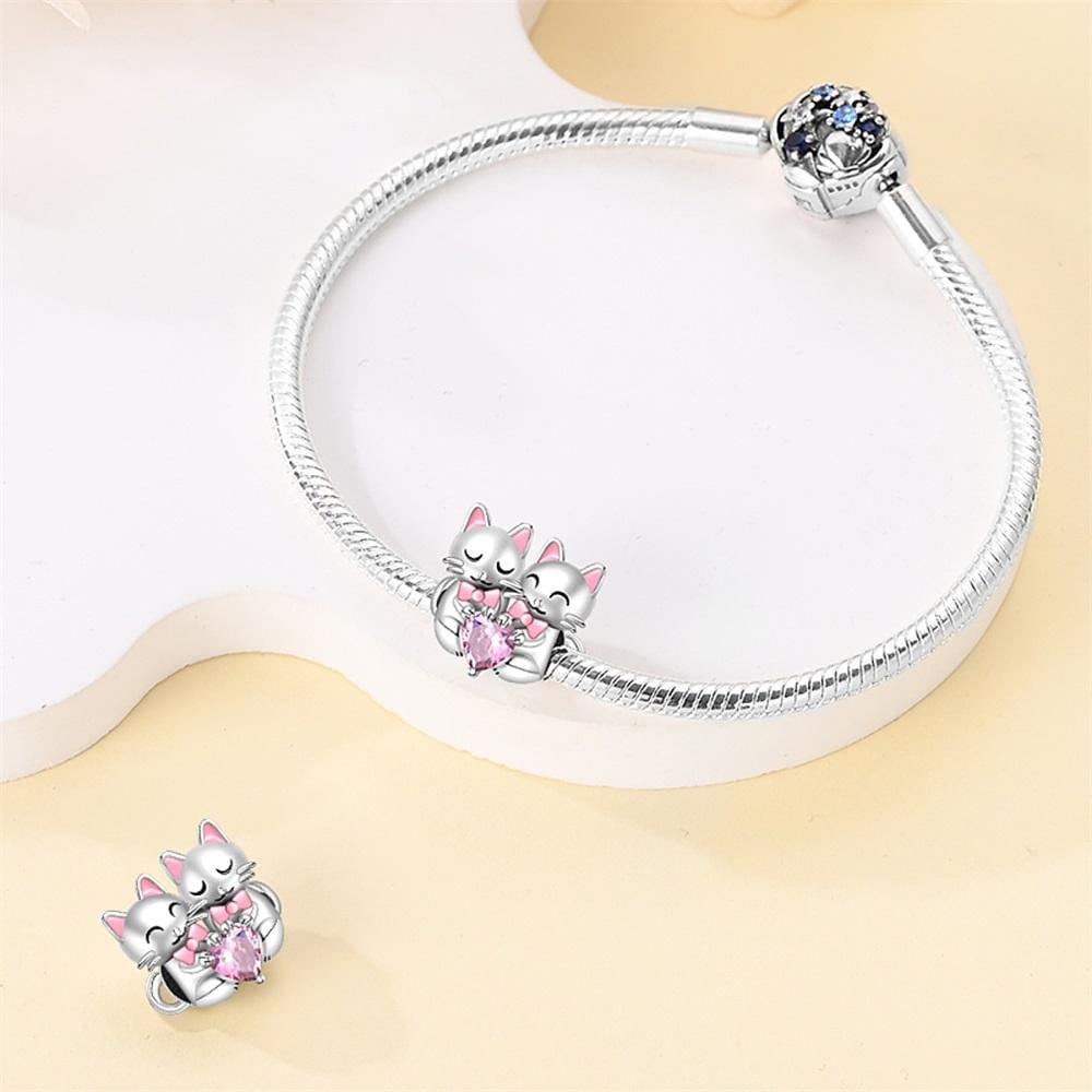 Charm Cœur Couple de Chats