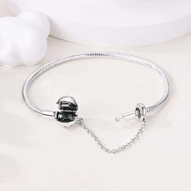 Bracelet à Charms Céleste Lune et Étoiles avec Chaîne de Sécurité