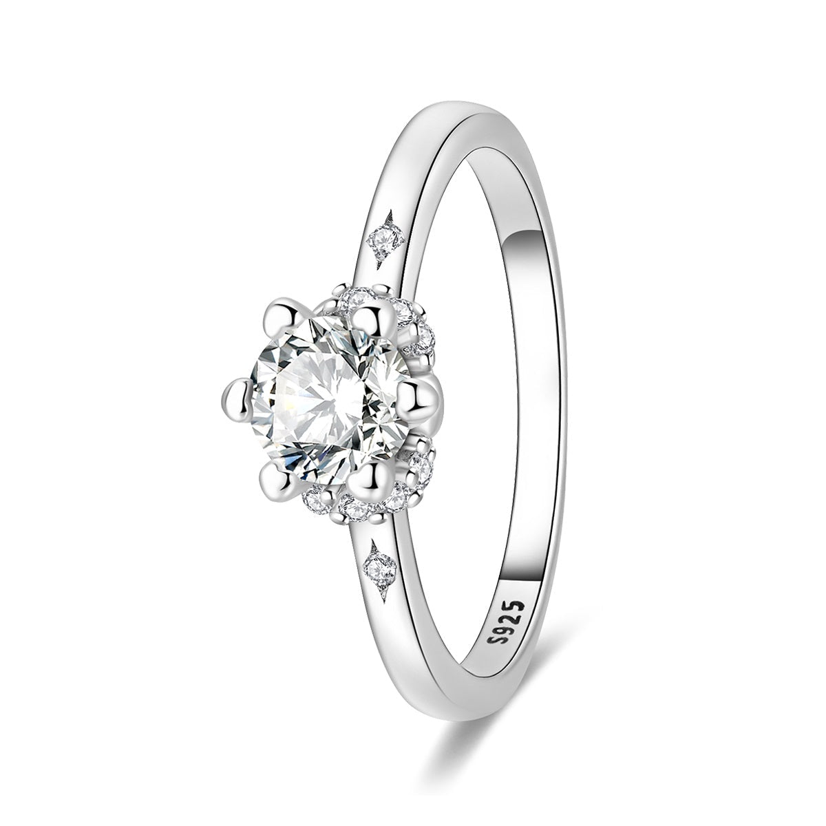 Bague Classique Halo Taille Ronde Scintillante