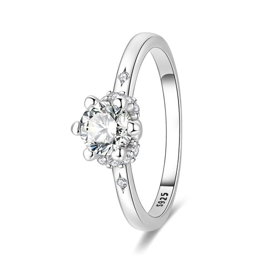 Bague Classique Halo Taille Ronde Scintillante