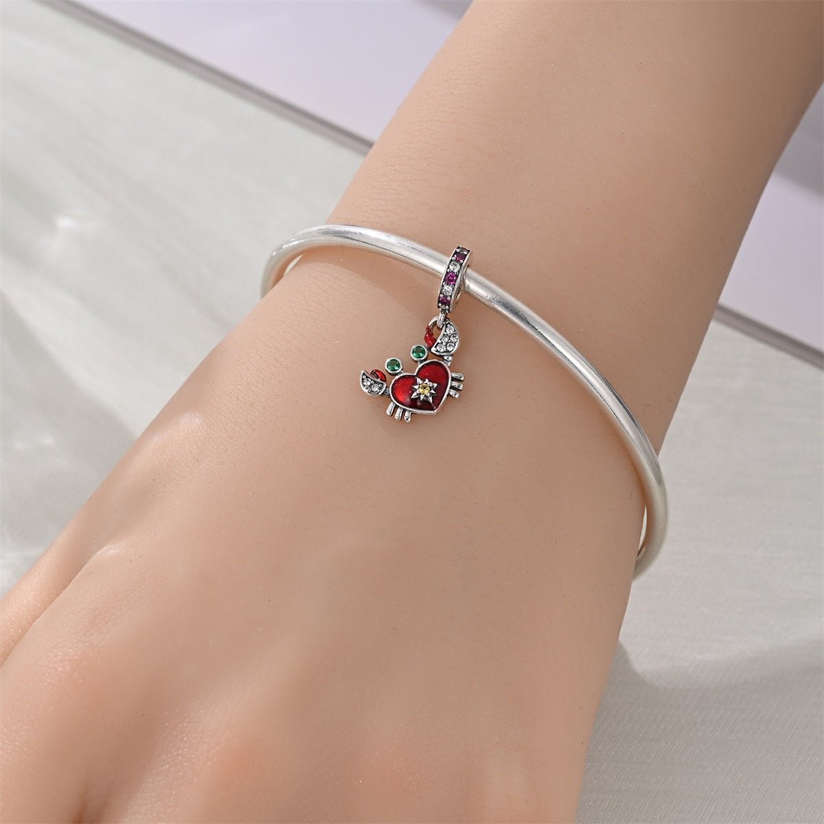 Charm Pendant Crabe à la Carapace en Cœur
