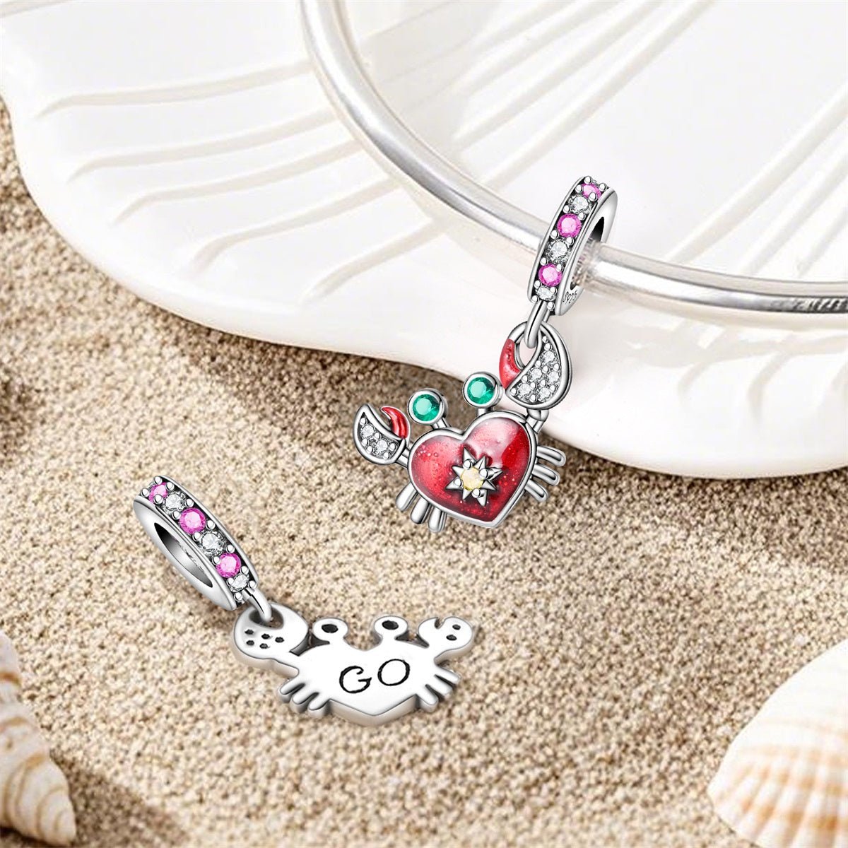 Charm Pendant Crabe à la Carapace en Cœur