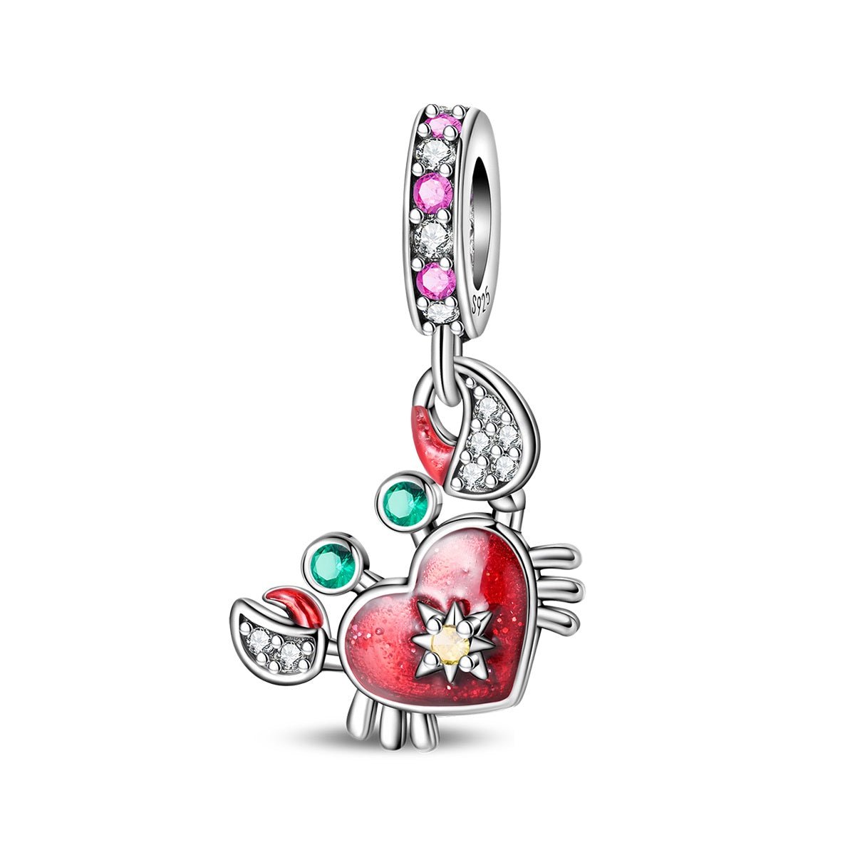 Charm Pendant Crabe à la Carapace en Cœur