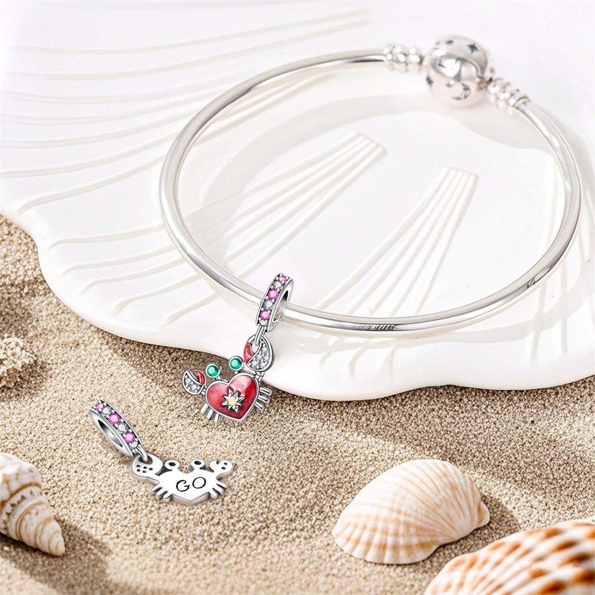 Charm Pendant Crabe à la Carapace en Cœur
