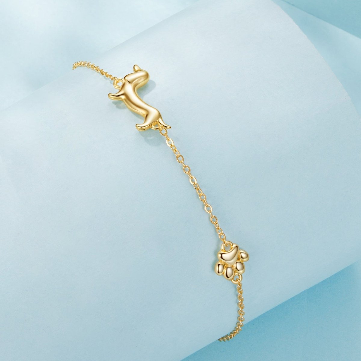 Bracelet Chaîne Teckel et Empreinte de Patte