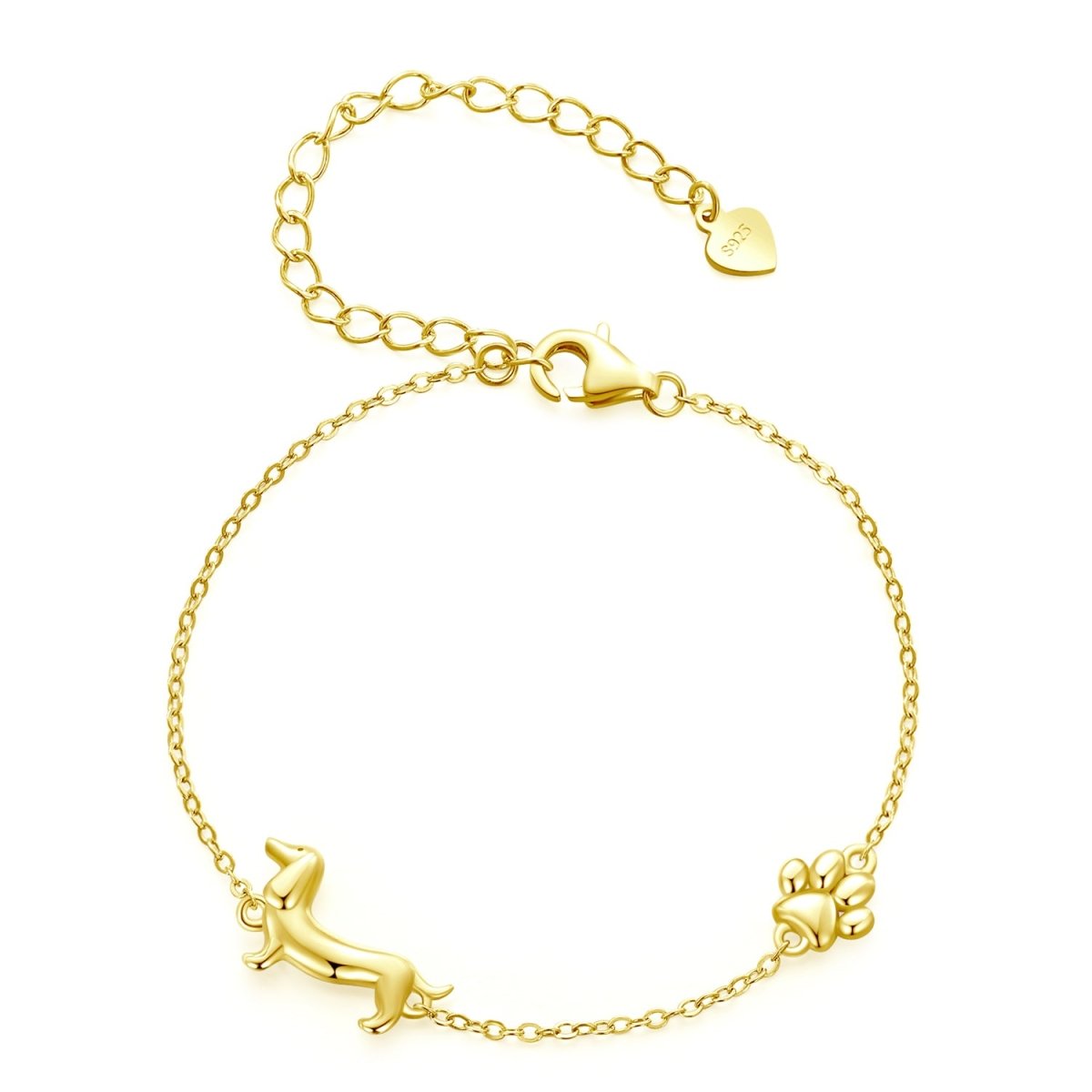 Bracelet Chaîne Teckel et Empreinte de Patte