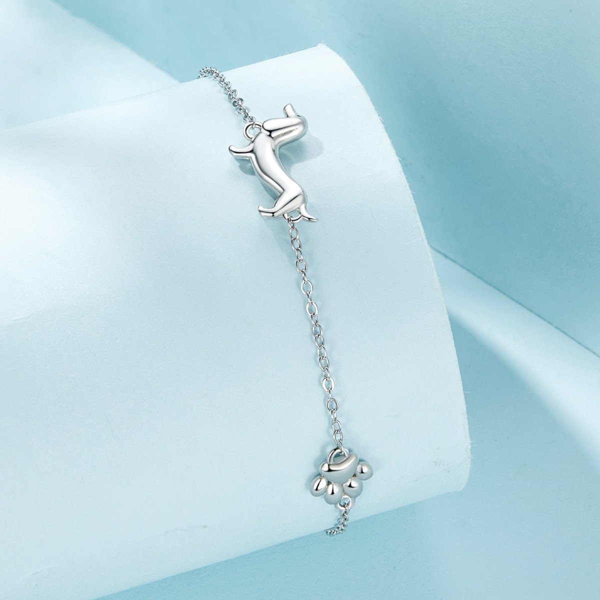 Bracelet Chaîne Teckel et Empreinte de Patte