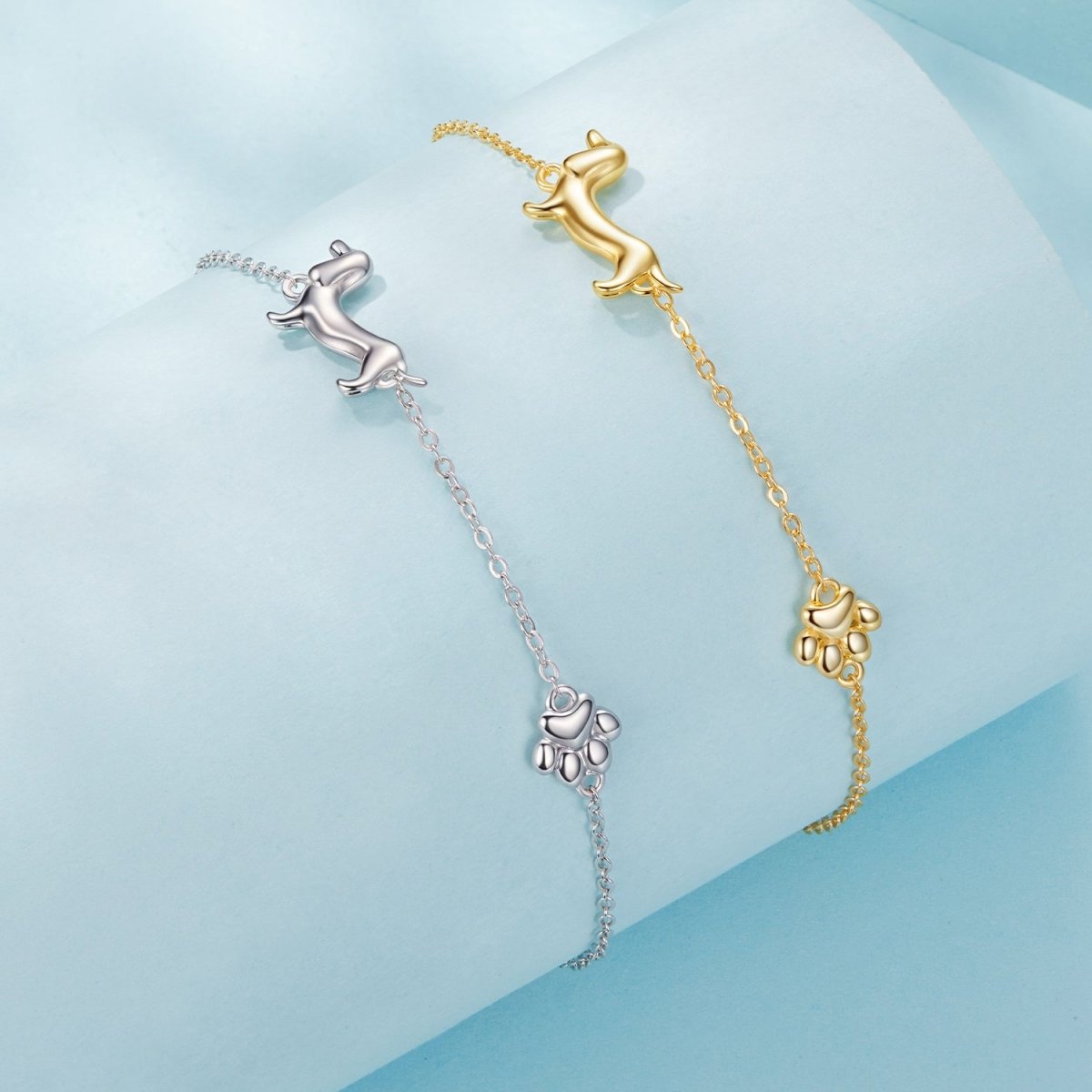 Bracelet Chaîne Teckel et Empreinte de Patte