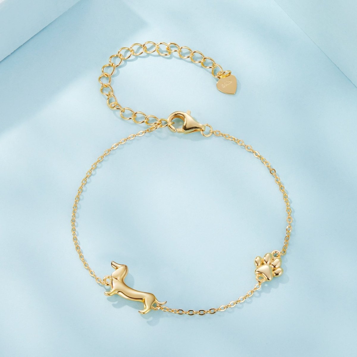 Bracelet Chaîne Teckel et Empreinte de Patte