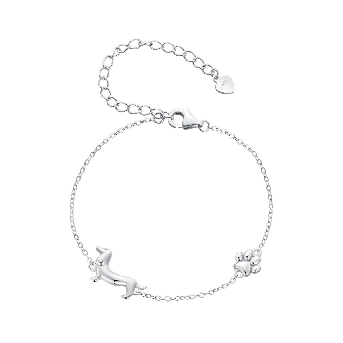 Bracelet Chaîne Teckel et Empreinte de Patte