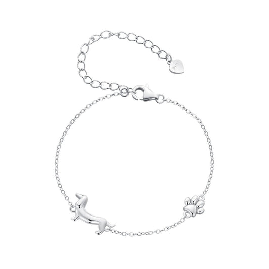 Bracelet Chaîne Teckel et Empreinte de Patte