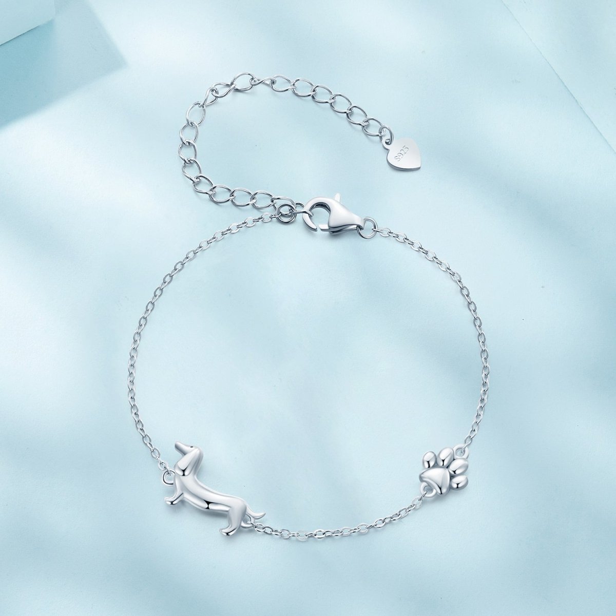 Bracelet Chaîne Teckel et Empreinte de Patte