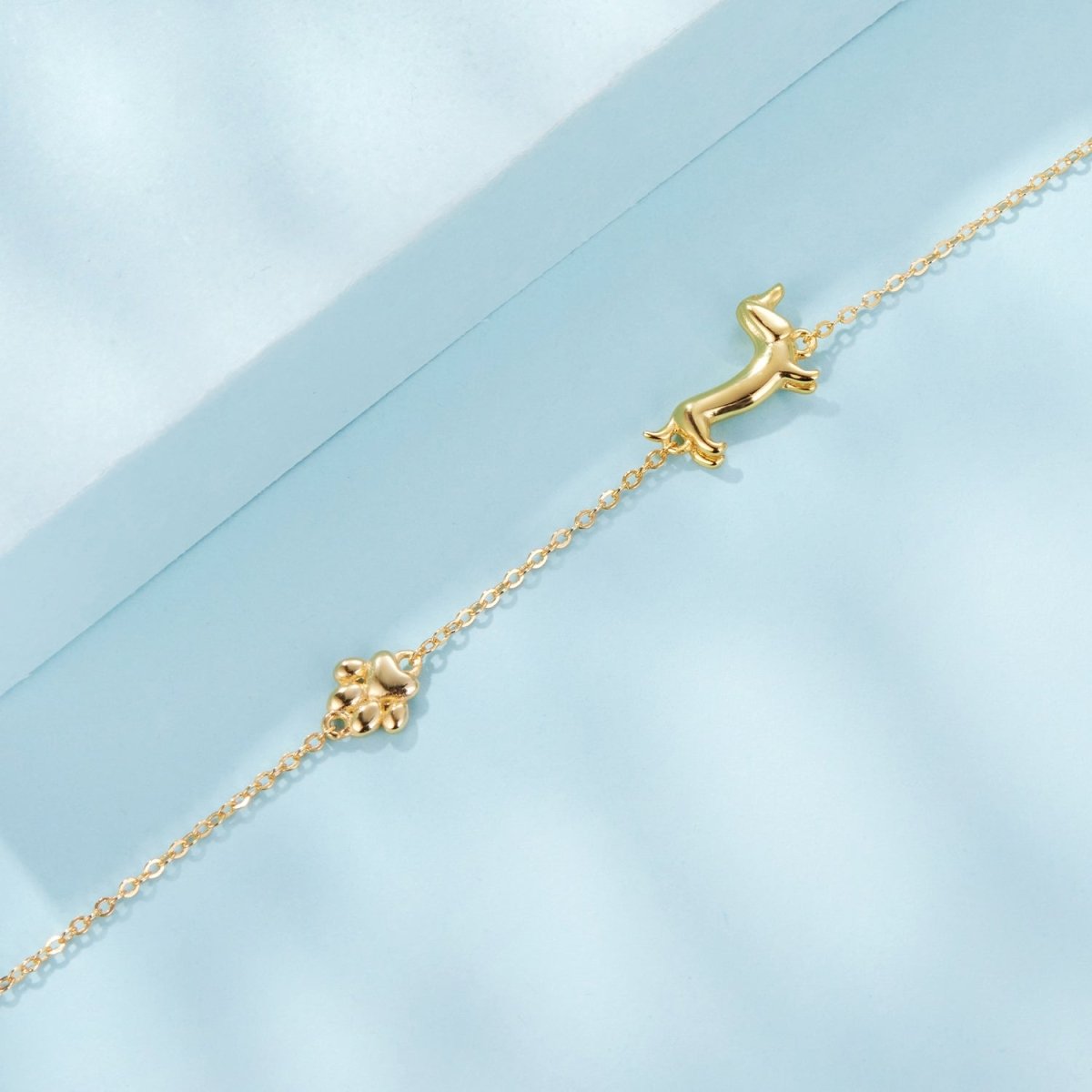 Bracelet Chaîne Teckel et Empreinte de Patte