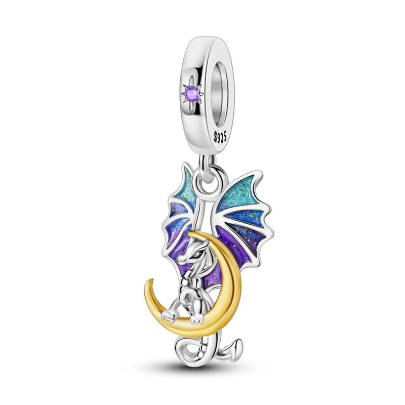Charm Fantaisie Dragon et Croissant de Lune