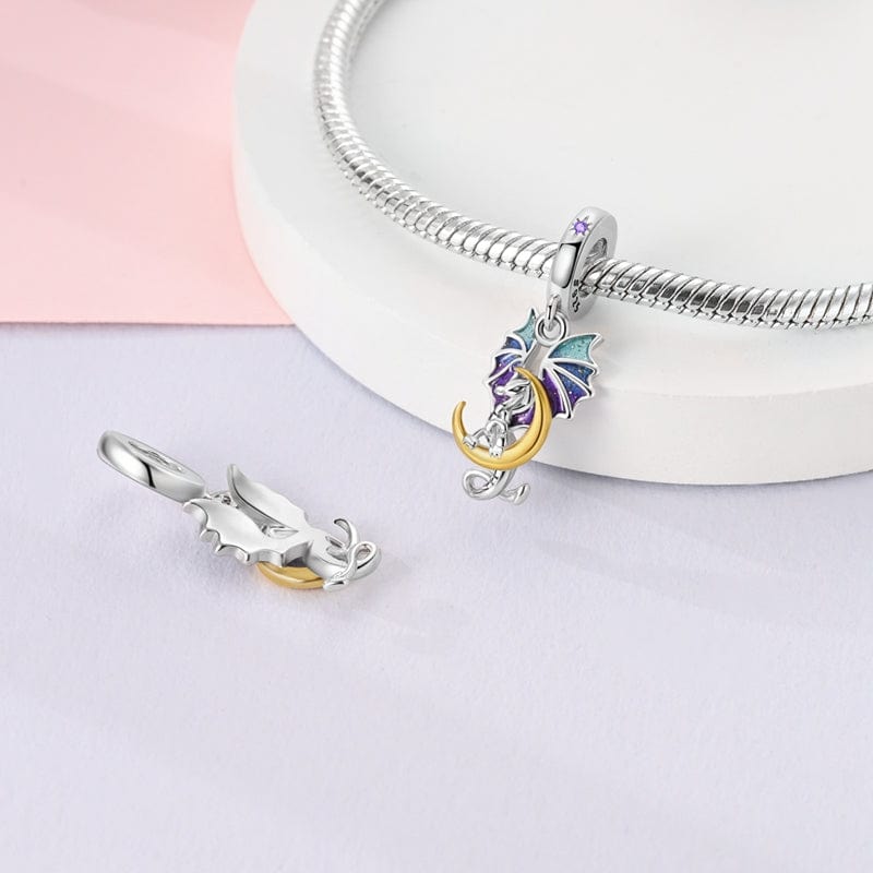 Charm Fantaisie Dragon et Croissant de Lune
