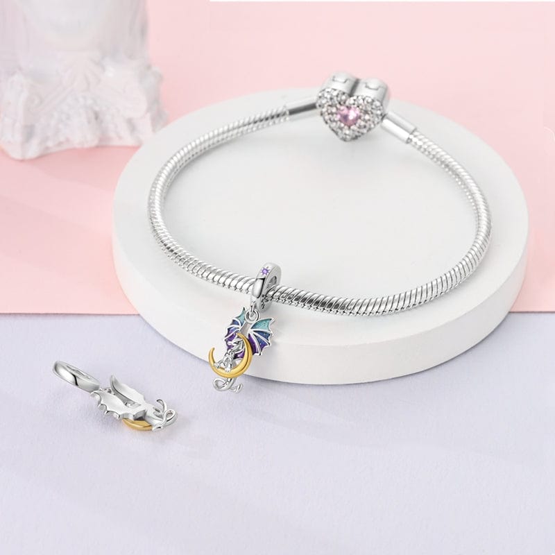 Charm Fantaisie Dragon et Croissant de Lune