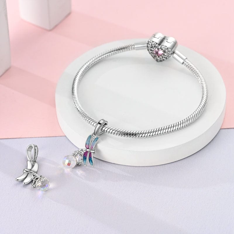 Charm Libellule et Goutte de Cristal