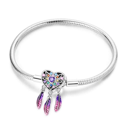Bracelet à Charms Attrape-Rêves Cœur Arc-en-Ciel