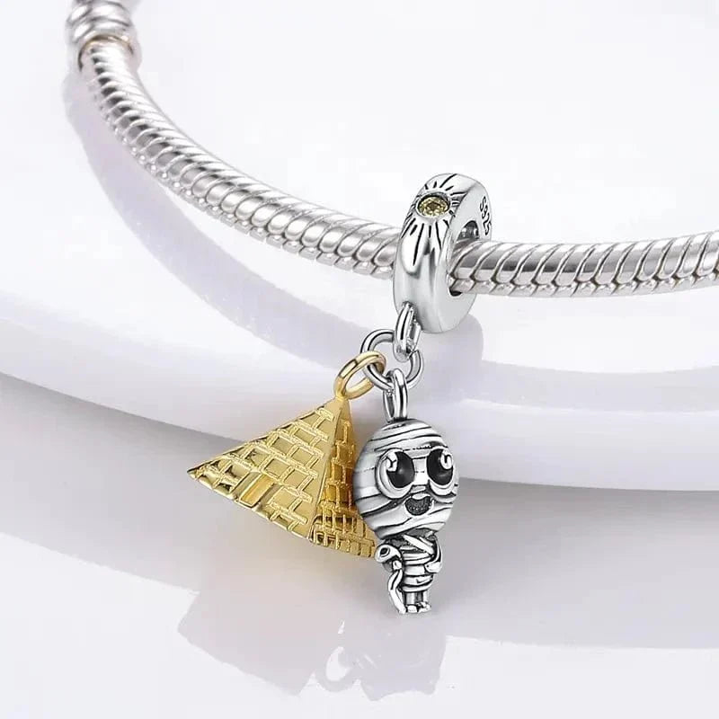 Charm Pendant Égypte Pyramide et Momie de Pharaon