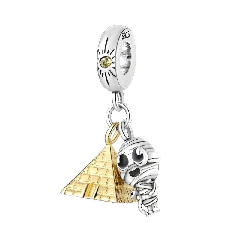 Charm Pendant Égypte Pyramide et Momie de Pharaon