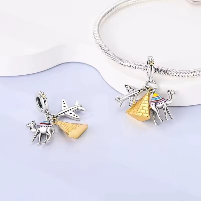 Charm Pendant Voyage Égypte Pyramide et Chameau