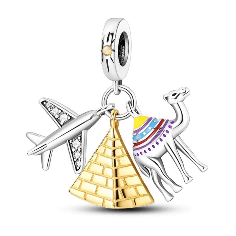 Charm Pendant Voyage Égypte Pyramide et Chameau