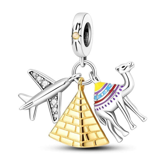 Charm Pendant Voyage Égypte Pyramide et Chameau
