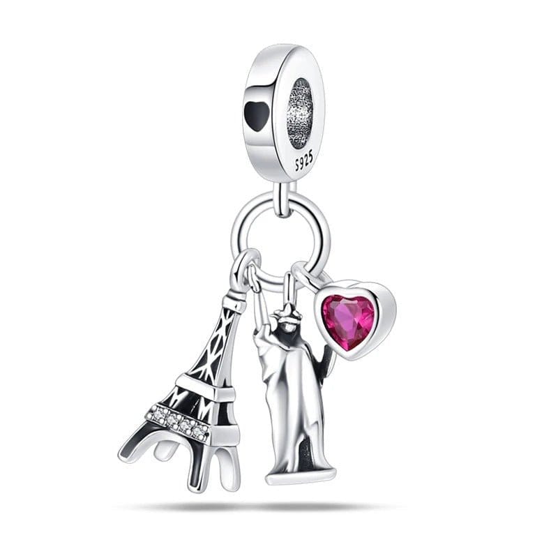Charm Pendant Tour Eiffel et Statue de la Liberté