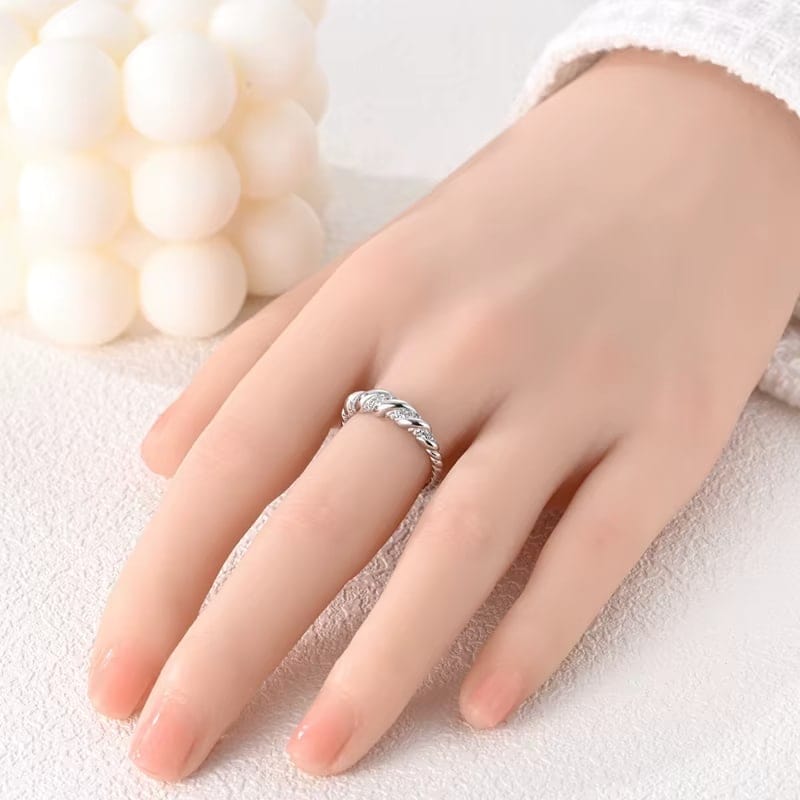 Bague Élégante Corde Torsadée en Argent Sterling 925