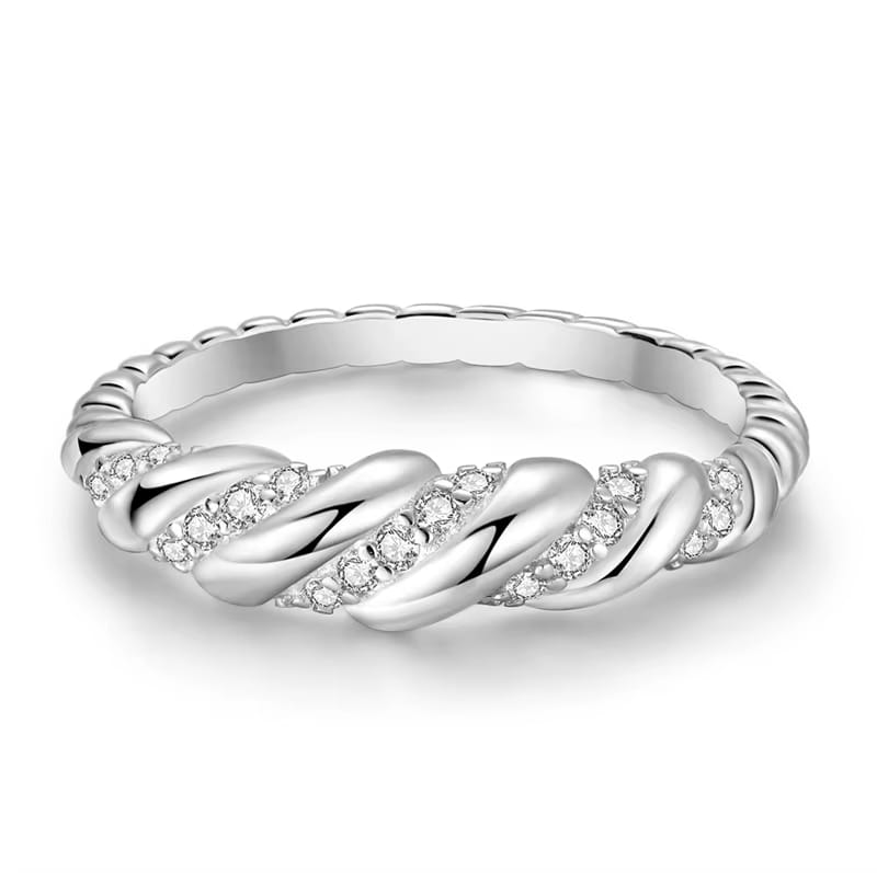 Bague Élégante Corde Torsadée en Argent Sterling 925