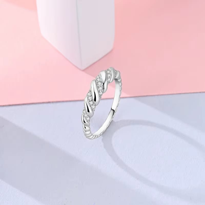 Bague Élégante Corde Torsadée en Argent Sterling 925