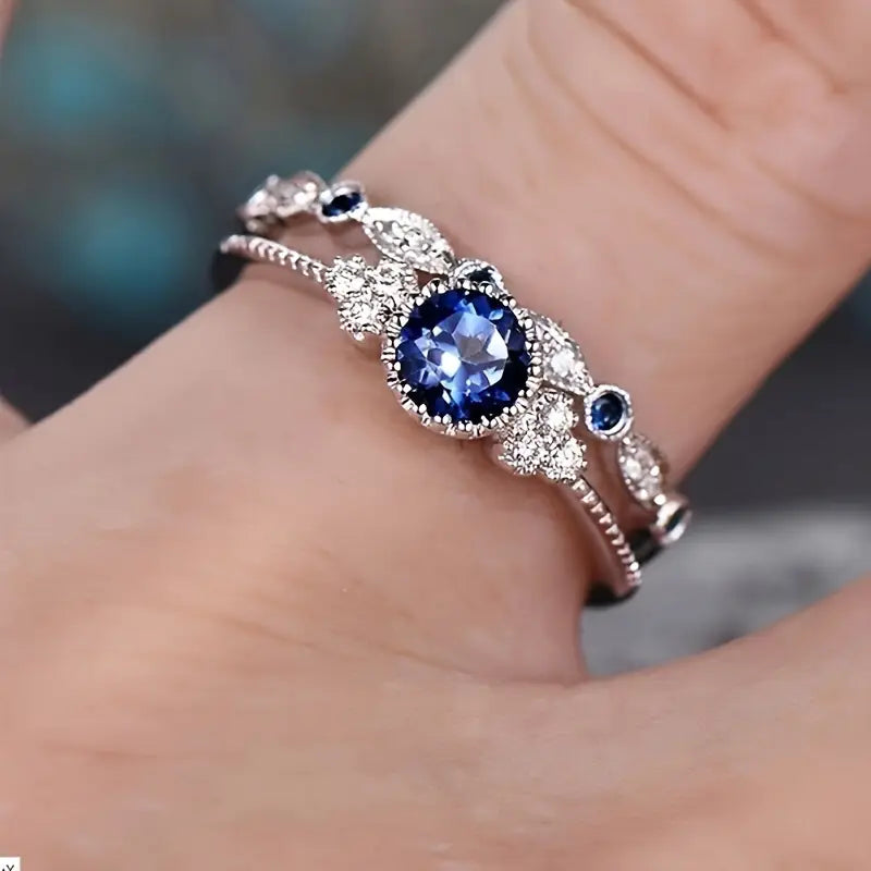 Bague Halo Saphir en Argent