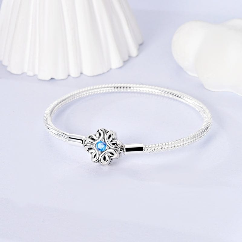 Bracelet Élégance Florale à Pierre Bleue