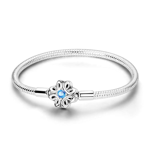 Bracelet Élégance Florale à Pierre Bleue