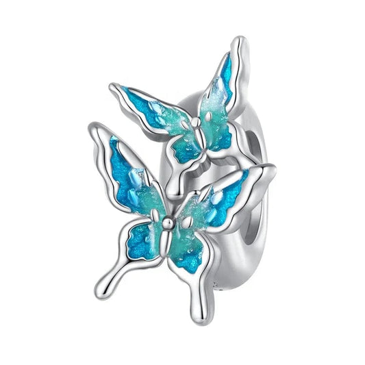 Charm Duo de Papillons Bleus