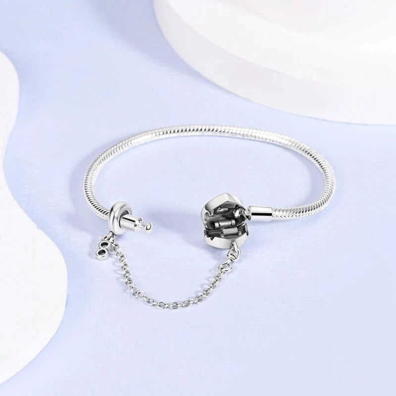 Bracelet Cœur Forever avec Chaîne de Sécurité