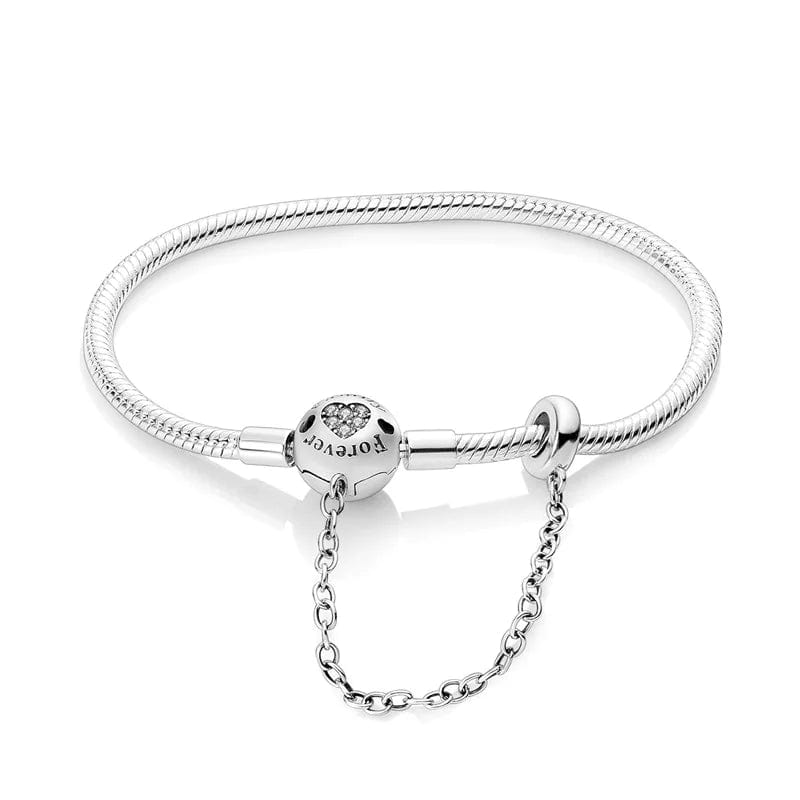 Bracelet Chaîne Serpent Forever avec Fermoir Cœur et Chaîne de Sécurité