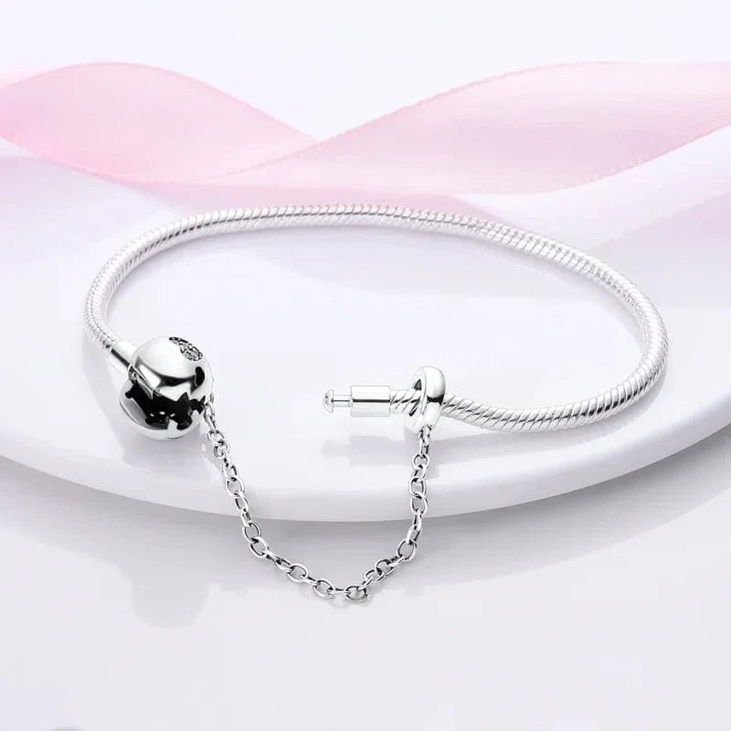 Bracelet Chaîne Serpent Forever avec Fermoir Cœur et Chaîne de Sécurité